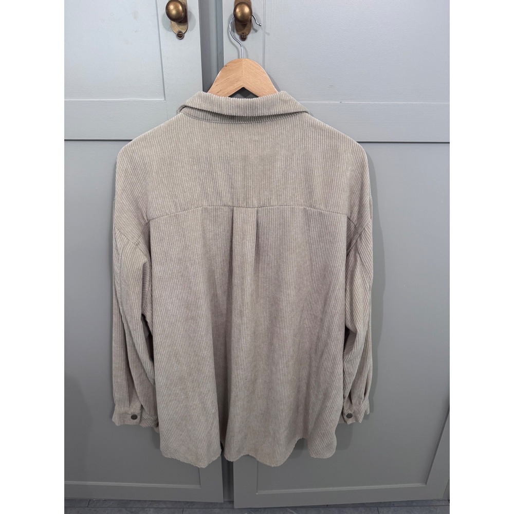 Cali Be Womens Corduroy Shacket Beige Tan Oversized Button Down Shirt Jacket L - Picture 4 of 6
